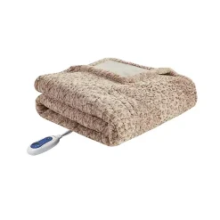 Blankets & Throws>Kirklands Home Beautyrest Leopard Faux Fur Oversized Heated Throw Brown