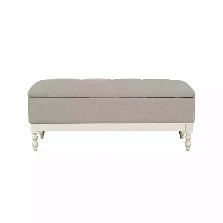 Kirklands Home Beckett White and Tufted Storage Bench Gray