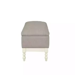 Kirklands Home Beckett White and Tufted Storage Bench Gray