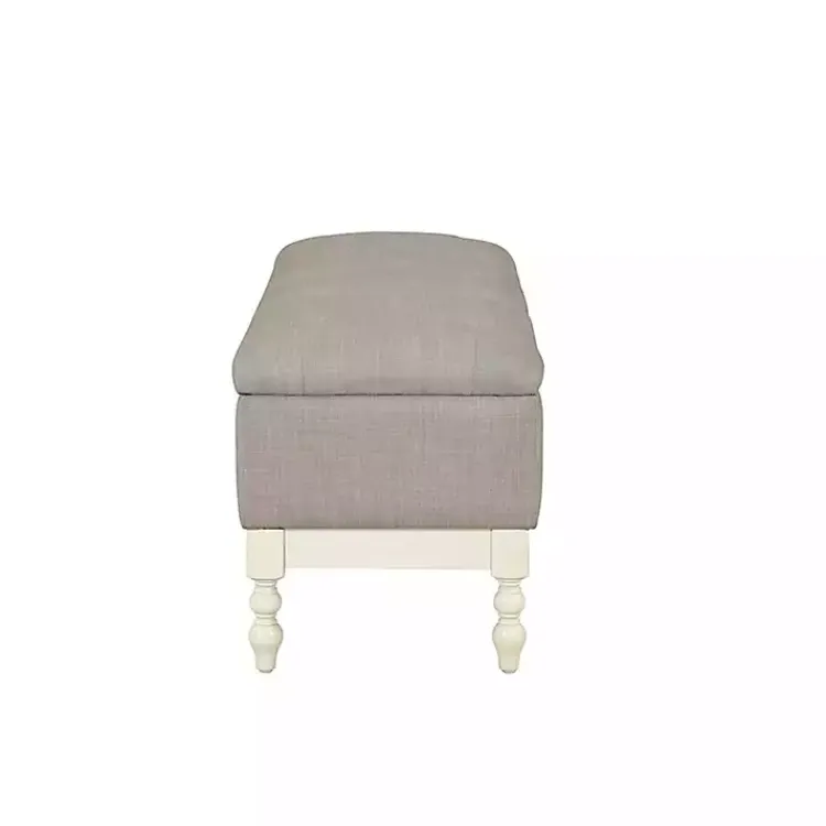 Kirklands Home Beckett White and Tufted Storage Bench Gray