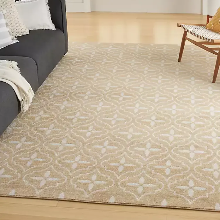 Kirklands Home Beige & Ivory Quatrefoil Indoor/Outdoor Rug, 8x10 Discount