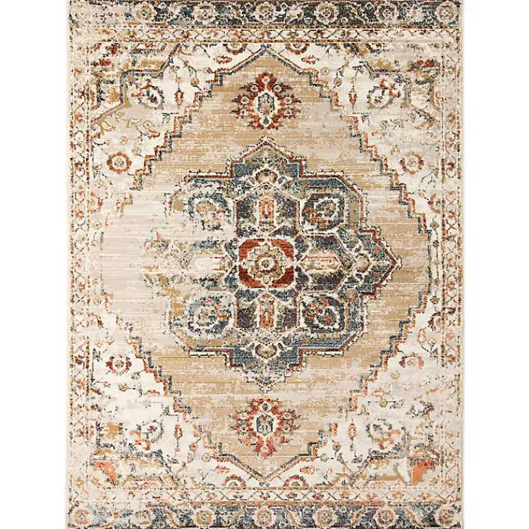 Kirklands Home Beige and Gold Medallion Area Rug, 5x7 Outlet