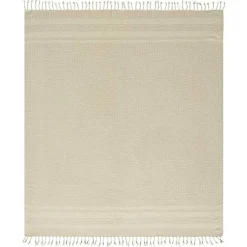 Blankets & Throws>Kirklands Home Beige and White Stripes Cotton Throw Tan