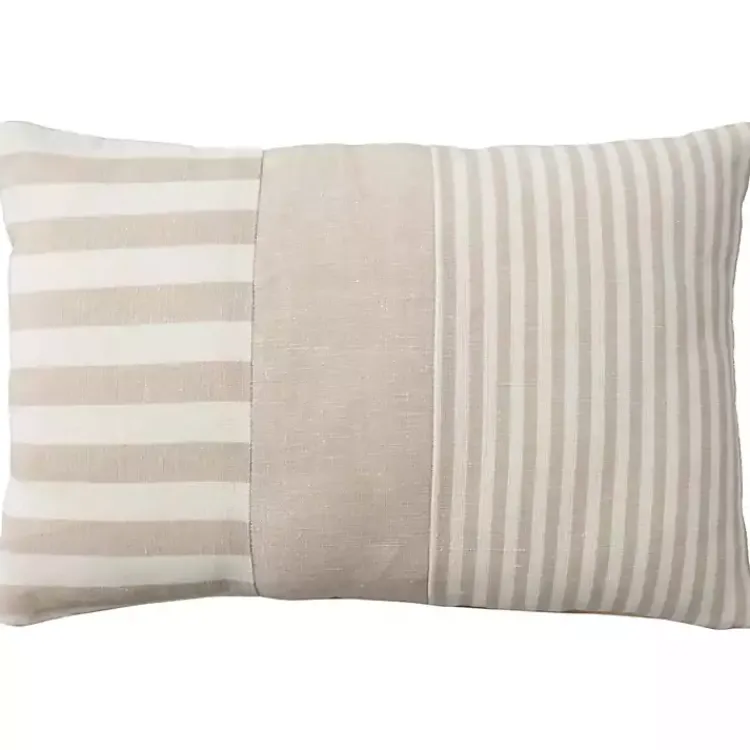 Pillows>Kirklands Home Beige Asymmetrical Stripes Lumbar Pillow Tan