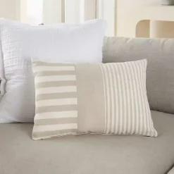 Pillows>Kirklands Home Beige Asymmetrical Stripes Lumbar Pillow Tan