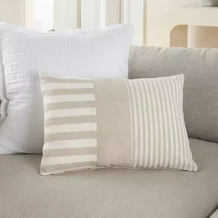 Pillows>Kirklands Home Beige Asymmetrical Stripes Lumbar Pillow Tan