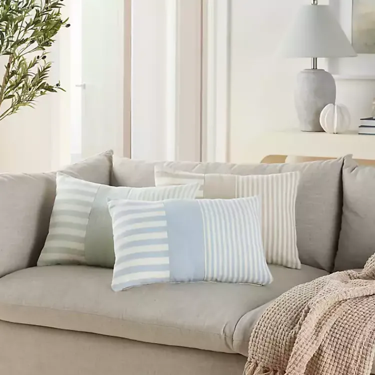 Pillows>Kirklands Home Beige Asymmetrical Stripes Lumbar Pillow Tan