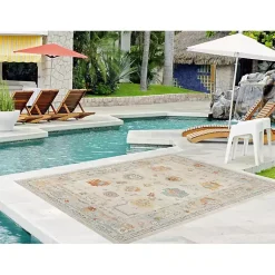 Kirklands Home Beige Bohemian Area Rug, 7x9 Tan Clearance