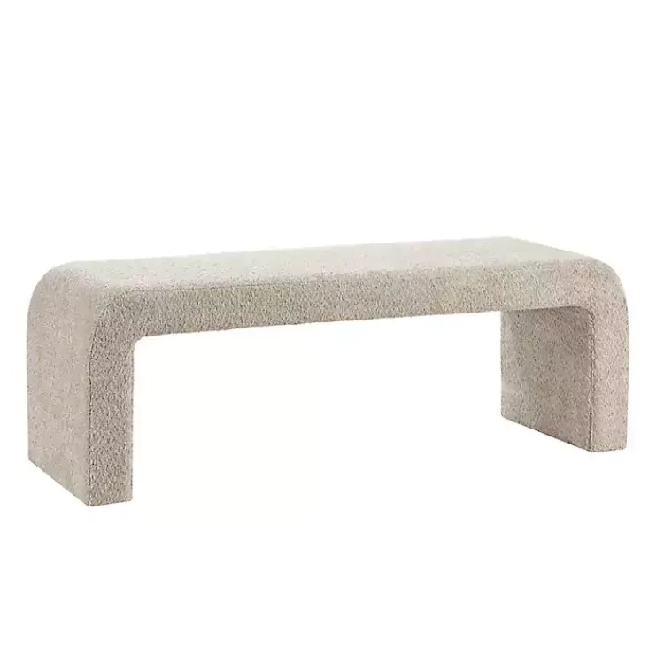 Kirklands Home Beige Boucle Waterfall Bench, 52 in. Brown Discount
