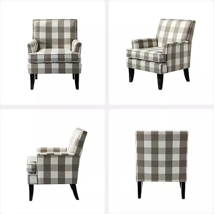 Kirklands Home Beige Buffalo Check Upholstered Armchair Brown Best