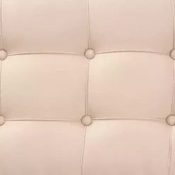 Kirklands Home Beige Button Tufted Bench with Mirrored Base Tan Outlet