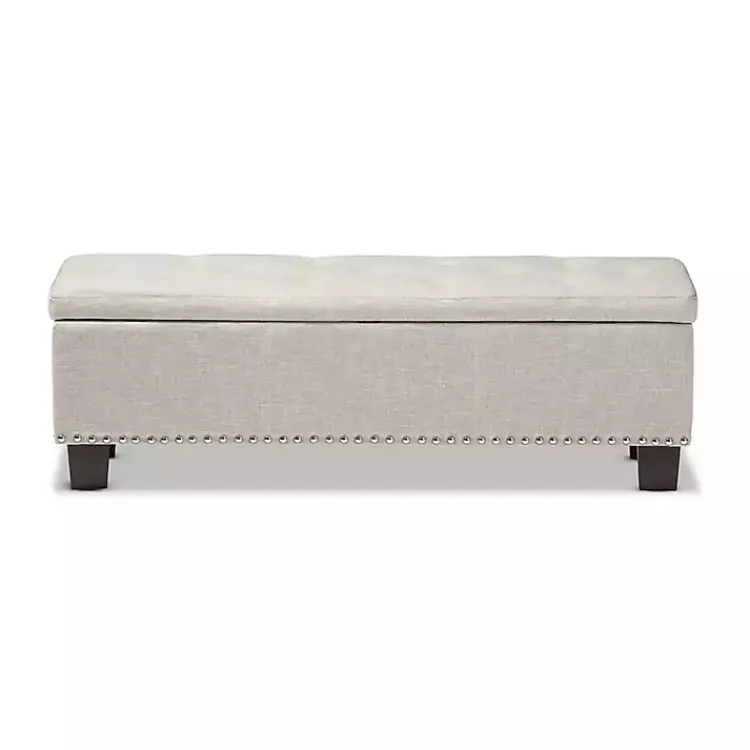 Kirklands Home Beige Button-Tufted Upholstered Storage Bench Tan Sale
