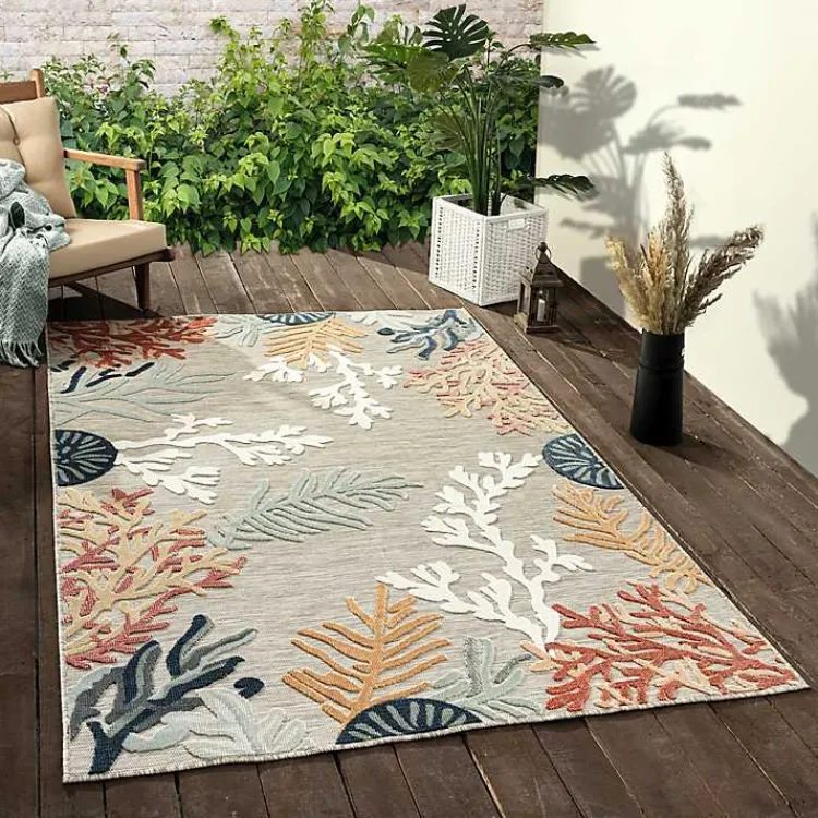 Kirklands Home Beige Coral Reef Area Rug, 5x7 Tan