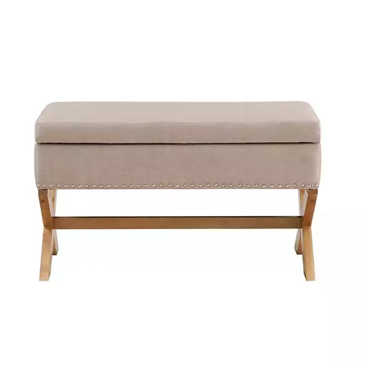 Kirklands Home Beige Crossed Storage Ottoman Tan Online