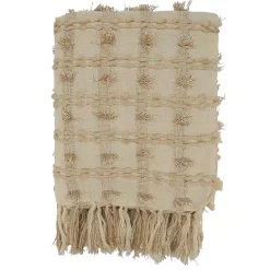 Blankets & Throws>Kirklands Home Beige Dotted Fringe Throw Blanket Tan