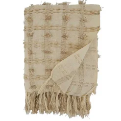 Blankets & Throws>Kirklands Home Beige Dotted Fringe Throw Blanket Tan