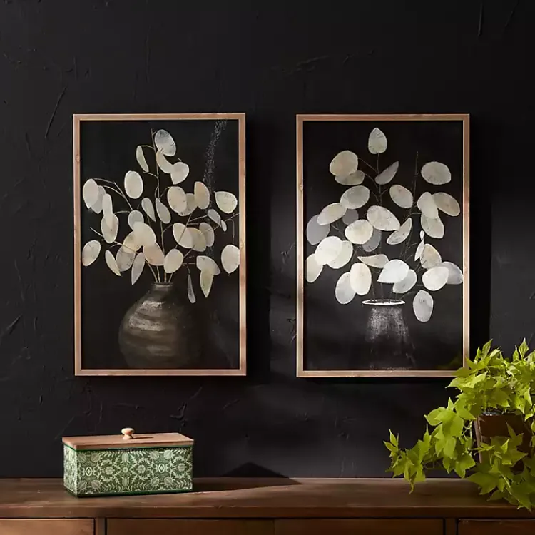 Kirklands Home Beige Eucalyptus Framed Art Prints New