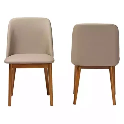 Kirklands Home Beige Faux Leather Modern Dining Chairs, Set of 2 Tan Sale