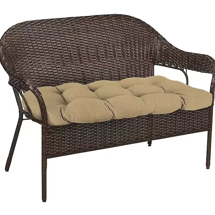 Kirklands Home Beige French Edge Outdoor Wicker Settee Cushion Tan Outlet