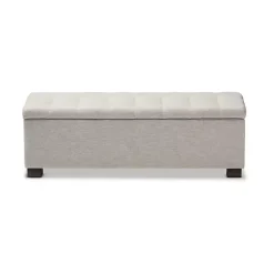 Kirklands Home Beige Grid-Tufted Contemporary Storage Bench Tan Hot