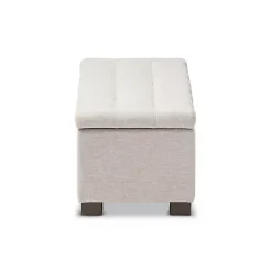 Kirklands Home Beige Grid-Tufted Contemporary Storage Bench Tan Hot