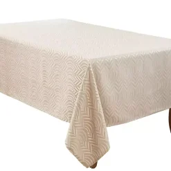 Kirklands Home Beige Jacquard Leaf Tablecloth, 104 in. Brown Outlet