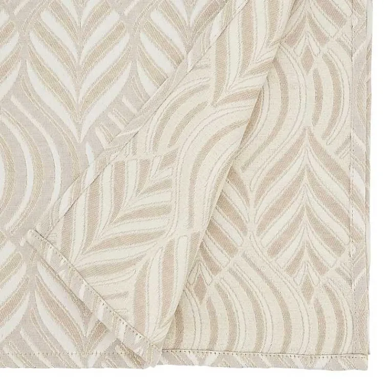 Kirklands Home Beige Jacquard Leaf Tablecloth, 104 in. Brown Outlet