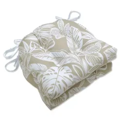 Kirklands Home Beige Leaves Tufted 2-pc. Outdoor Cushions