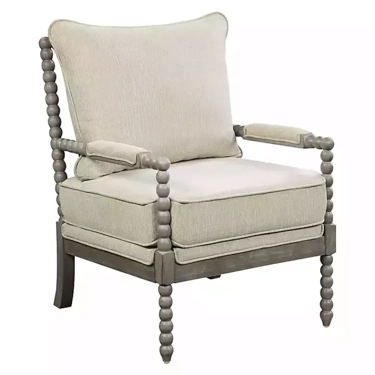 Kirklands Home Beige Liam Turned Leg Accent Chair Ivory Hot