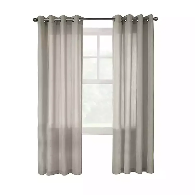 Kirklands Home Beige Linen Light Filtering Curtain Panel, 95 in. Brown Outlet
