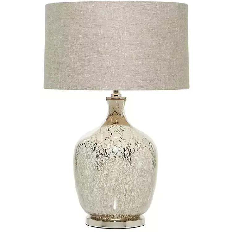 Kirklands Home Beige Marbled Mercury Glass Table Lamp Brown Hot
