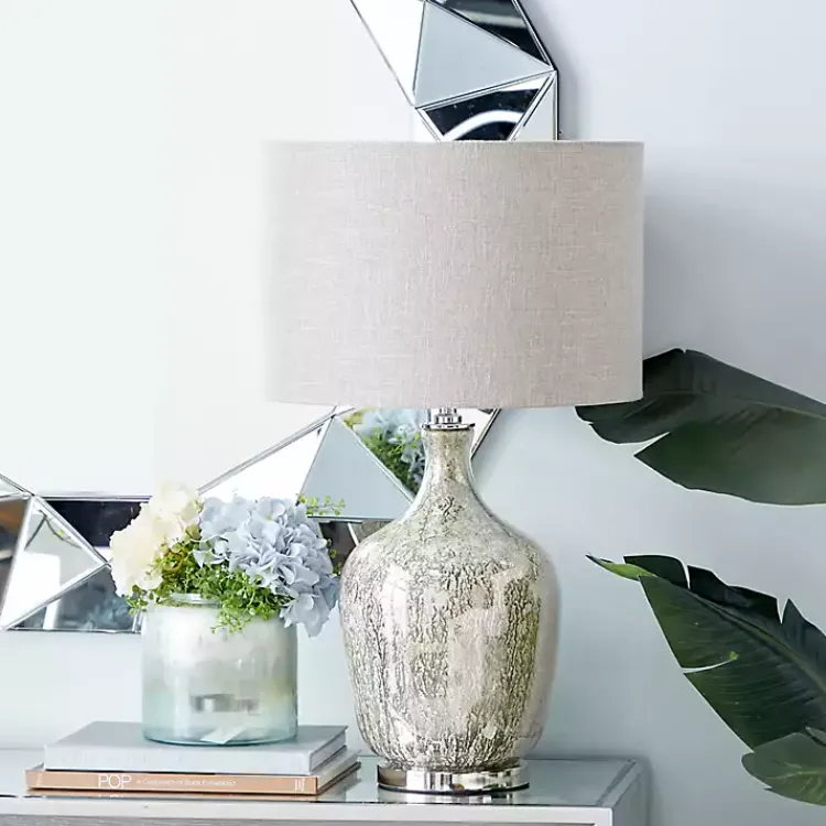Kirklands Home Beige Marbled Mercury Glass Table Lamp Brown Hot