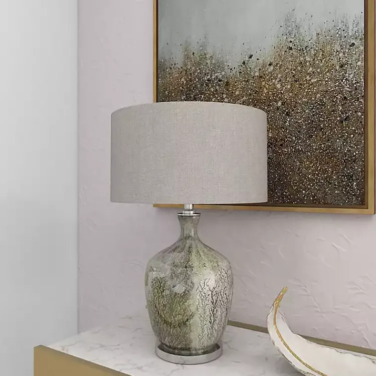 Kirklands Home Beige Marbled Mercury Glass Table Lamp Brown Hot