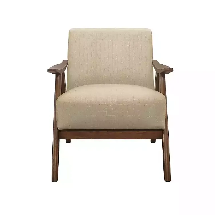 Kirklands Home Beige Mid-Century Hazel Wood Frame Accent Chair Tan Sale