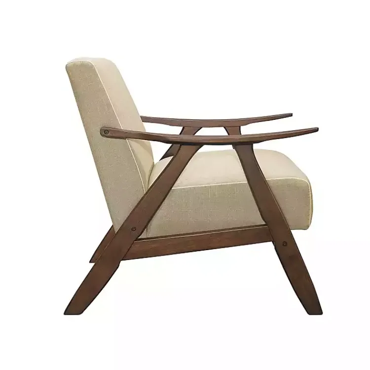 Kirklands Home Beige Mid-Century Hazel Wood Frame Accent Chair Tan Sale