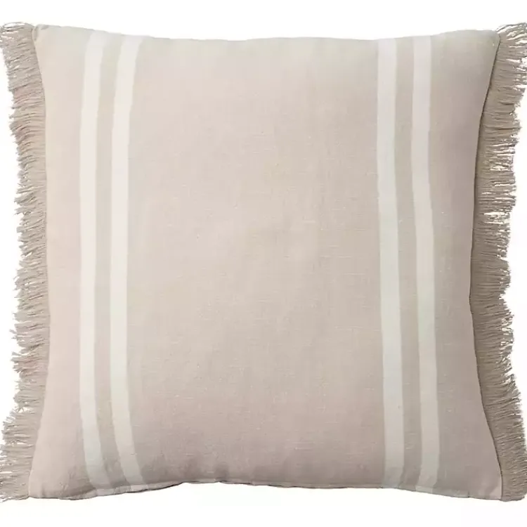 Pillows>Kirklands Home Beige Striped Linen Throw Pillow