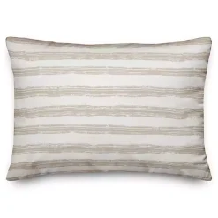 Kirklands Home Beige Stripes Outdoor Lumbar Pillow Outlet