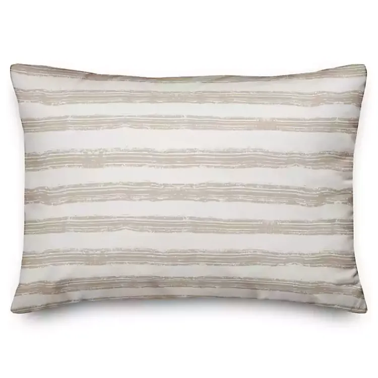 Kirklands Home Beige Stripes Outdoor Lumbar Pillow Outlet
