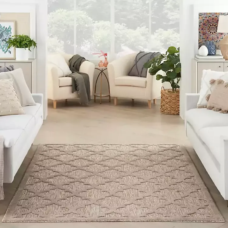 Kirklands Home Beige Trellis Indoor/Outdoor Area Rug, 6x9 Tan Best