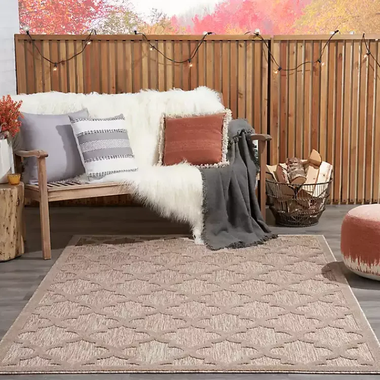 Kirklands Home Beige Trellis Indoor/Outdoor Area Rug, 6x9 Tan Best