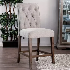 Kirklands Home Beige Tufted Landon Counter Stools, Set of 2 Tan
