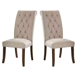 Kirklands Home Beige Tufted Landon Dining Chairs, Set of 2 Tan Hot