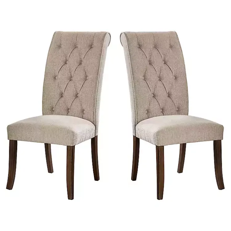 Kirklands Home Beige Tufted Landon Dining Chairs, Set of 2 Tan Hot