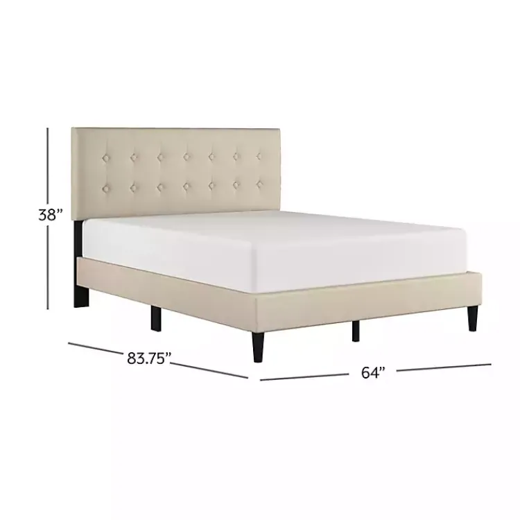 Kirklands Home Beige Tufted Low Profile Platform Queen Bed Tan Sale