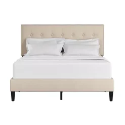 Kirklands Home Beige Tufted Low Profile Platform Queen Bed Tan Sale