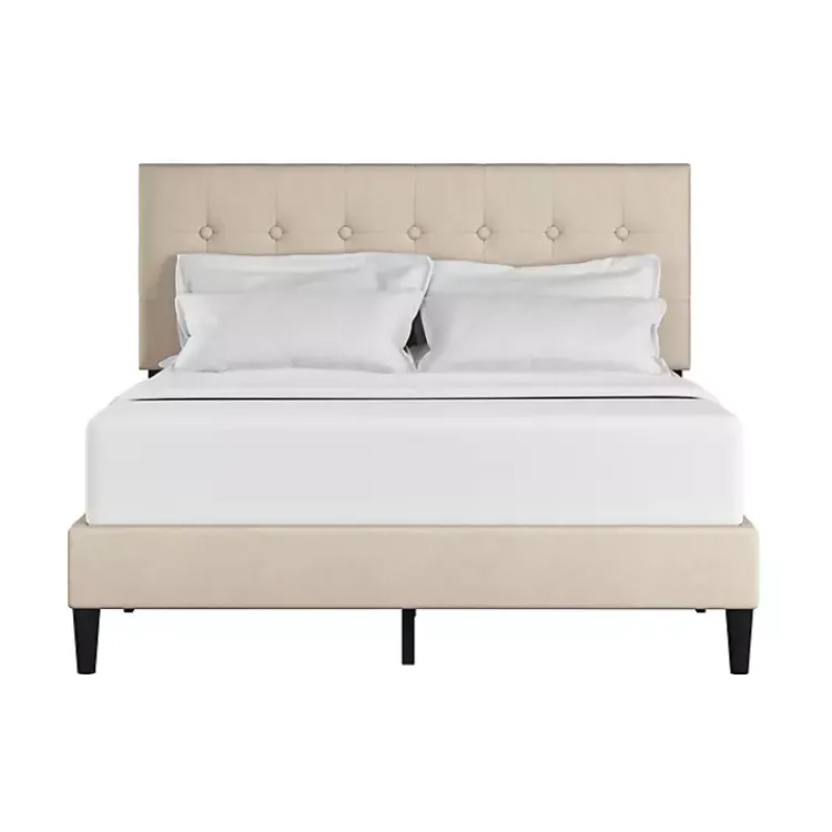 Kirklands Home Beige Tufted Low Profile Platform Queen Bed Tan Sale