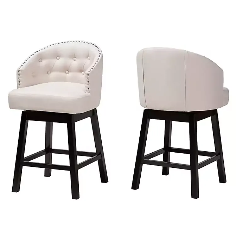 Kirklands Home Beige Tufted Seat Swivel Counter Stools, Set of 2 Tan Online
