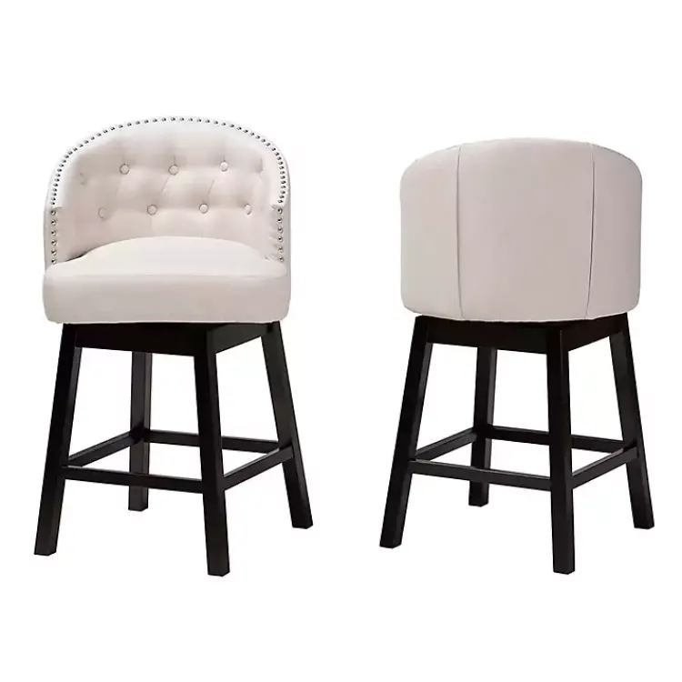 Kirklands Home Beige Tufted Seat Swivel Counter Stools, Set of 2 Tan Online