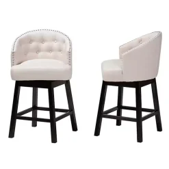 Kirklands Home Beige Tufted Seat Swivel Counter Stools, Set of 2 Tan Online
