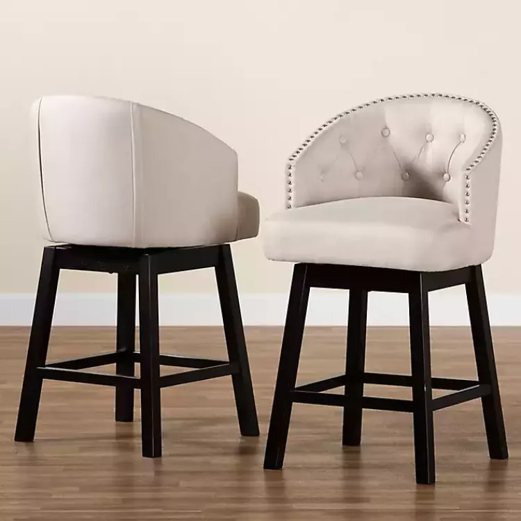 Kirklands Home Beige Tufted Seat Swivel Counter Stools, Set of 2 Tan Online